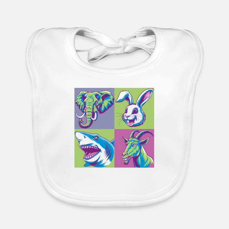 Pop Art éléphant chèvre lapin requin coloré Bavoir bio Bébé