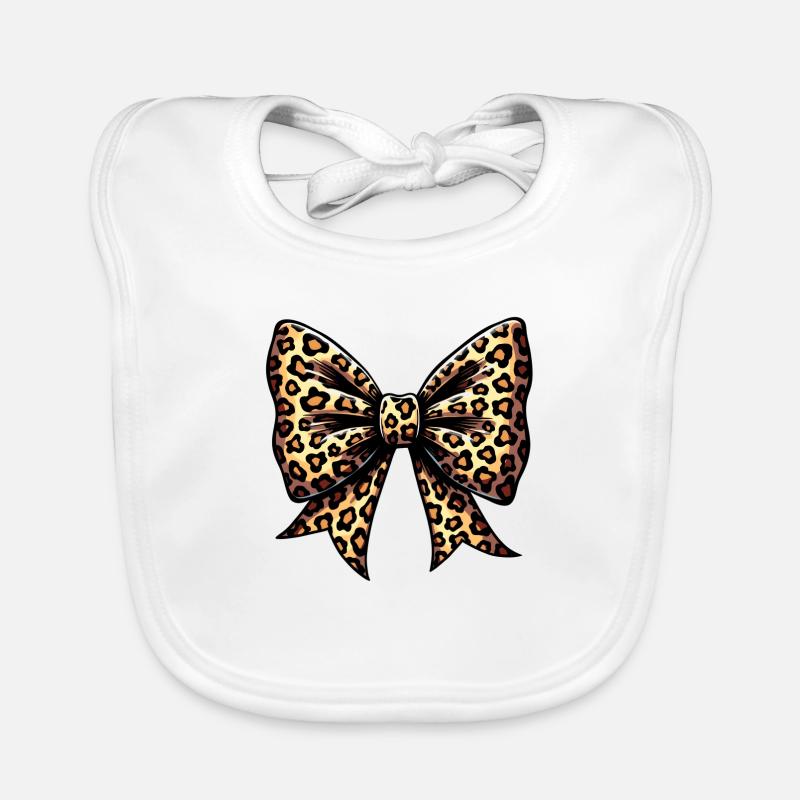 LARGE BOW WITH LEOPARD TREND Organic Baby Bibs
