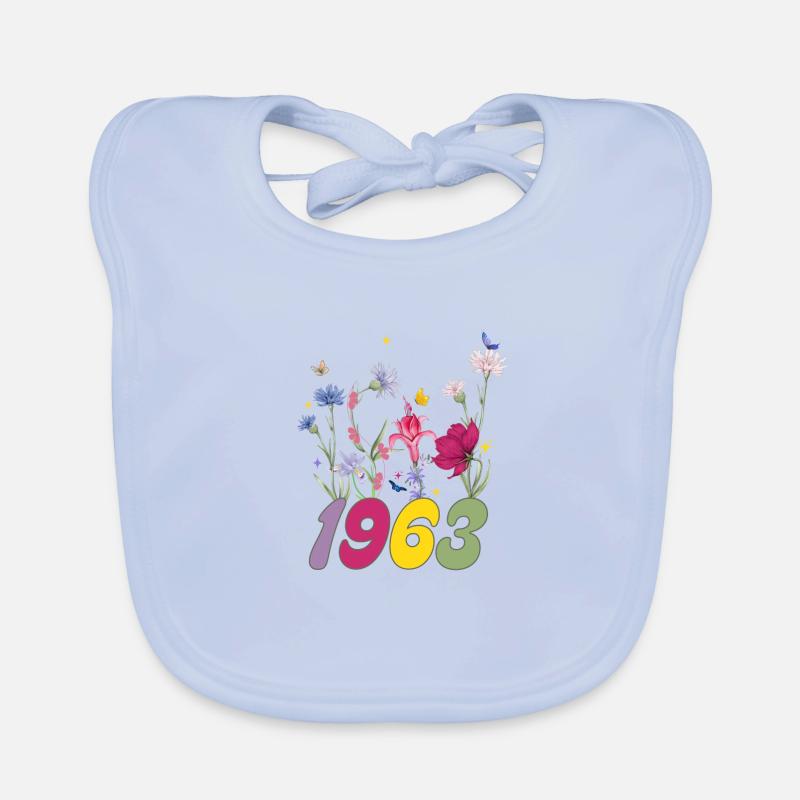 Année de naissance 1963 fleurs sauvages Bavoir bio Bébé