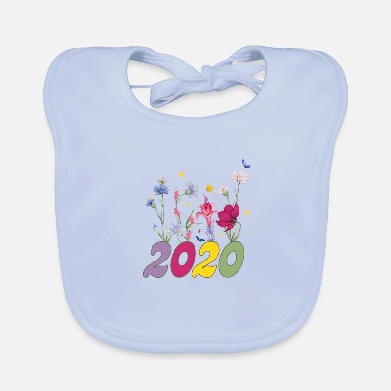 Année de naissance 2020 fleurs sauvages Bavoir bio Bébé
