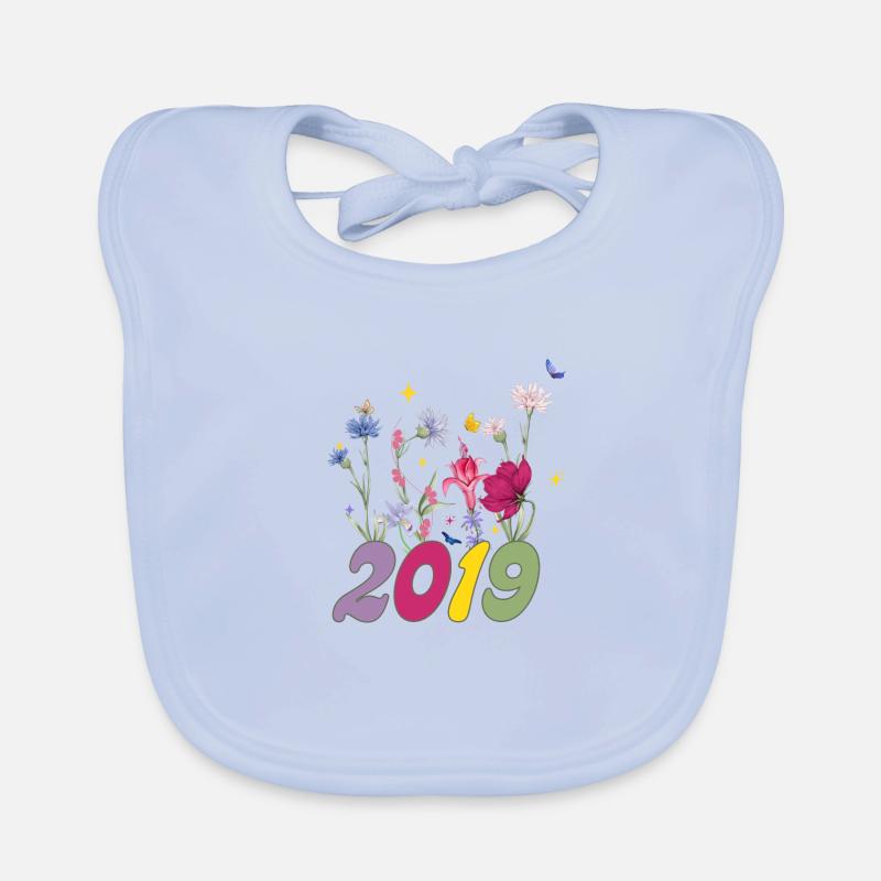 Année de naissance 2019 fleurs sauvages Bavoir bio Bébé