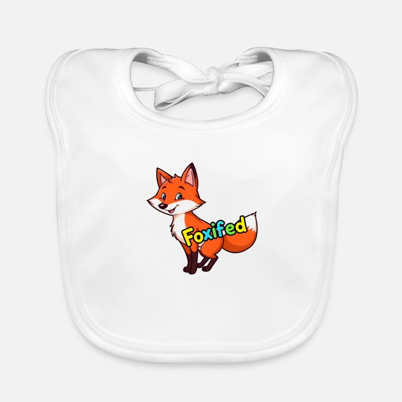Upright Red Fox in Bushy Forest, Smiling Organic Baby Bibs