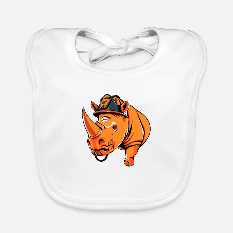 Fiery Guardian: Fire Hydrant with Helmet & Badge Organic Baby Bibs
