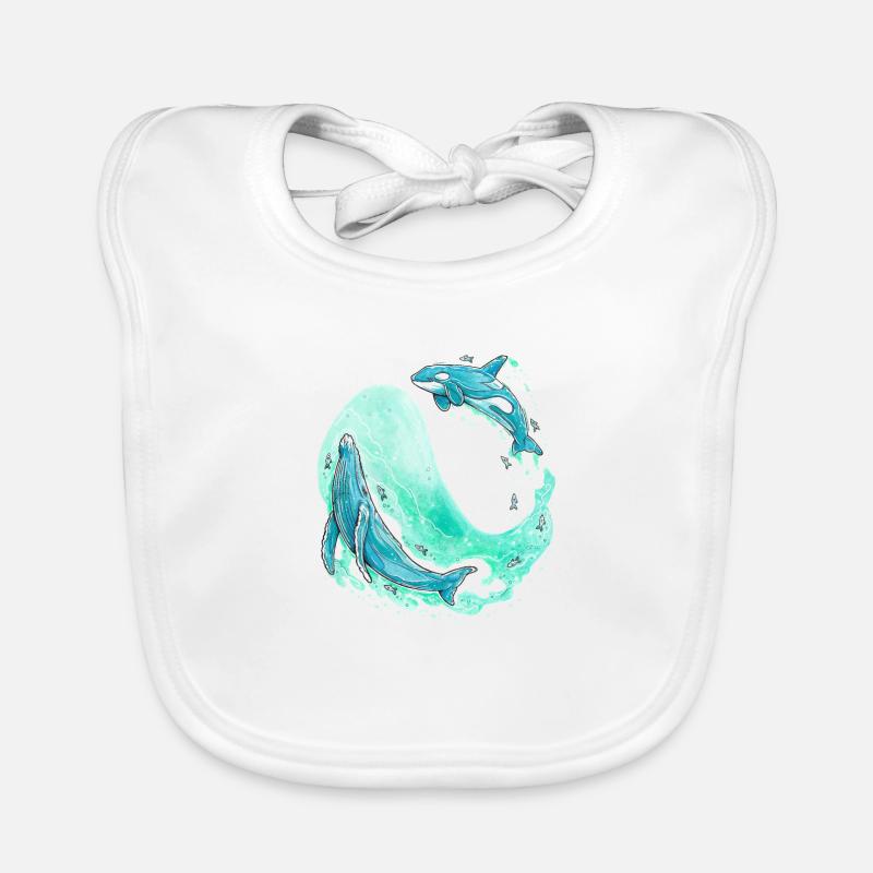 Vague de baleine - Bavoir bio Bébé - blanc