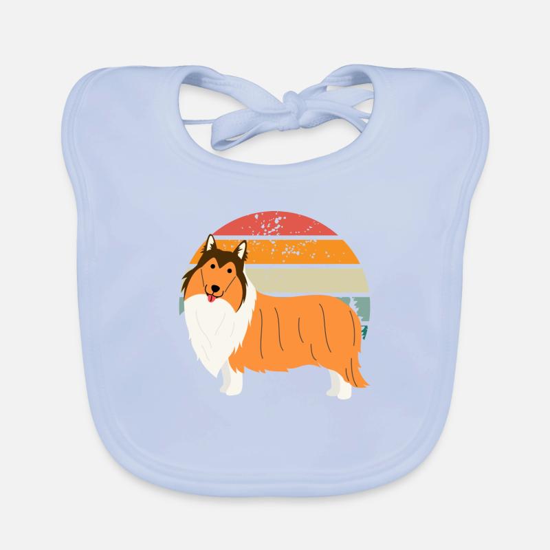 Border collie Retro sunset Bavoir bio Bébé