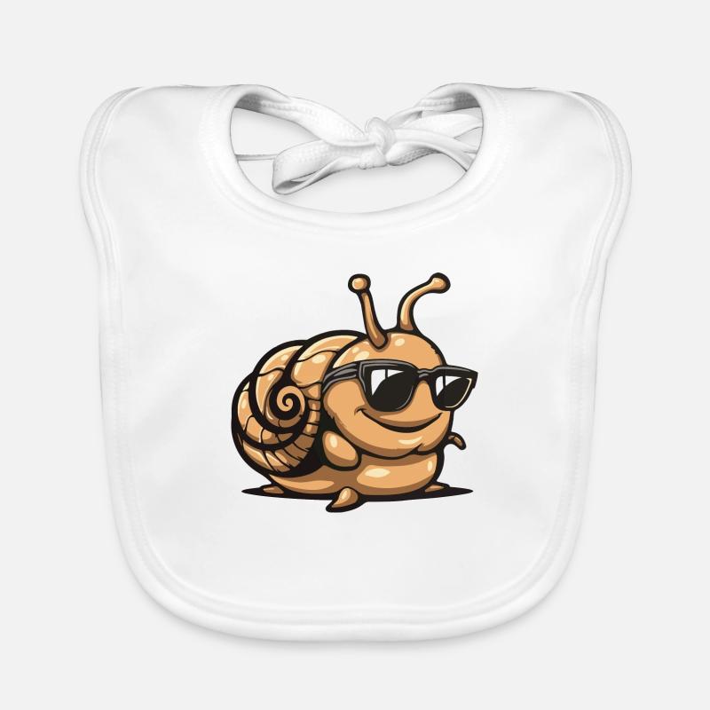 Schnecke Comic Cool - Baby Bio-Lätzchen - Weiß