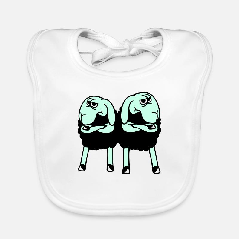 2 Schafe Verschränkte Arme Beleidigte Freunde Team Baby Bio-Lätzchen
