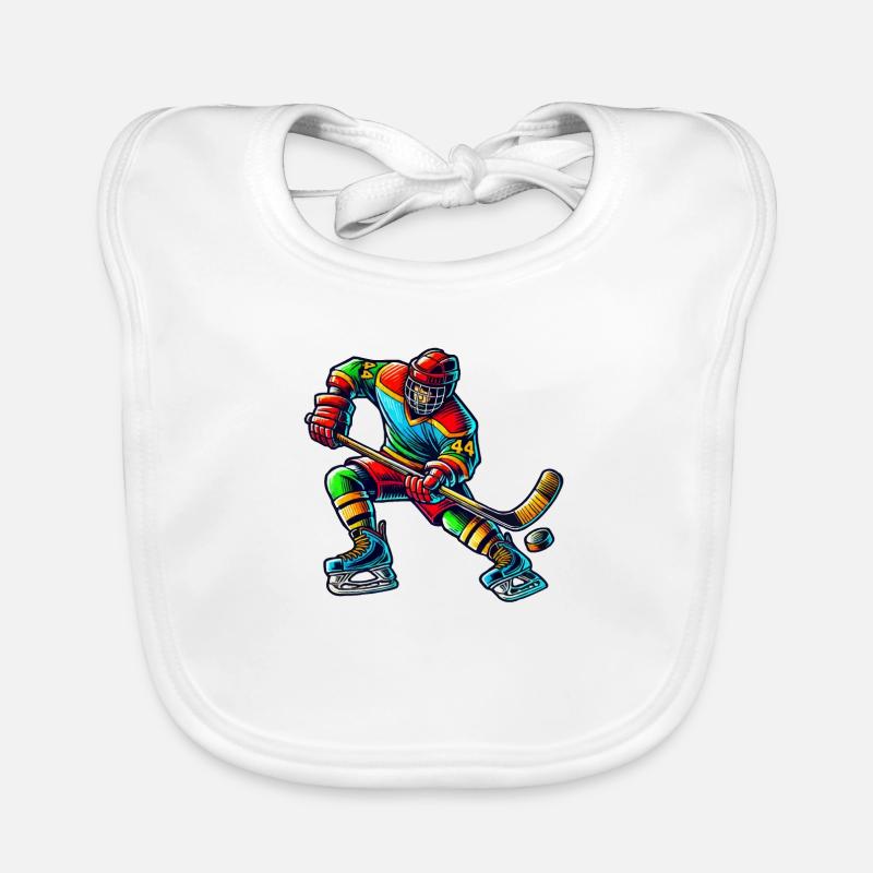 hockey player - Baby Bio-Lätzchen - Weiß