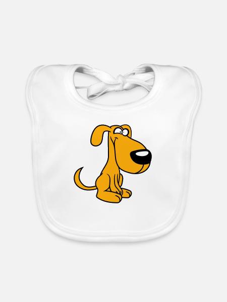 Chien, Fou, Petit, Heureux, Drôle, Idiot, Cool - Bavoir bio Bébé - blanc - Devant