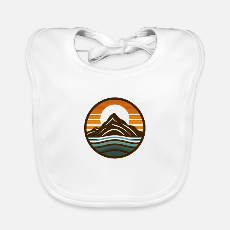 Montagnes, nature, coucher de soleil - Bavoir bio Bébé - blanc