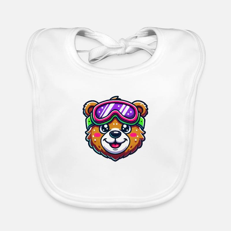 Bear Comic Ski Goggles Organic Baby Bibs