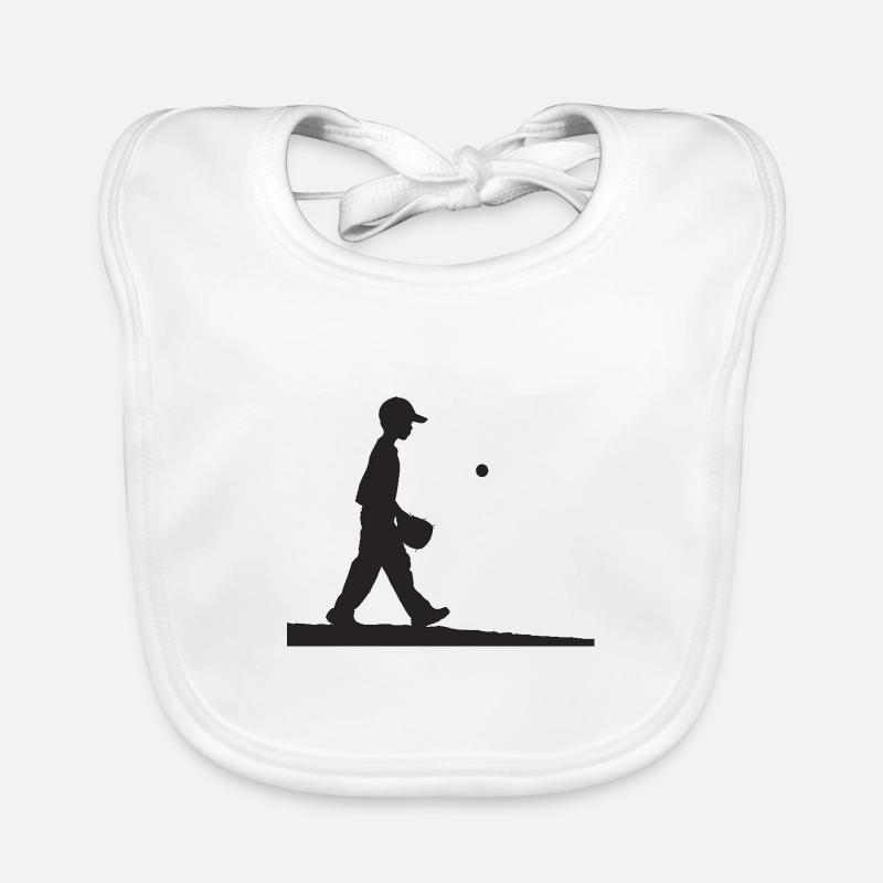 Baseball player black white Organic Baby Bibs