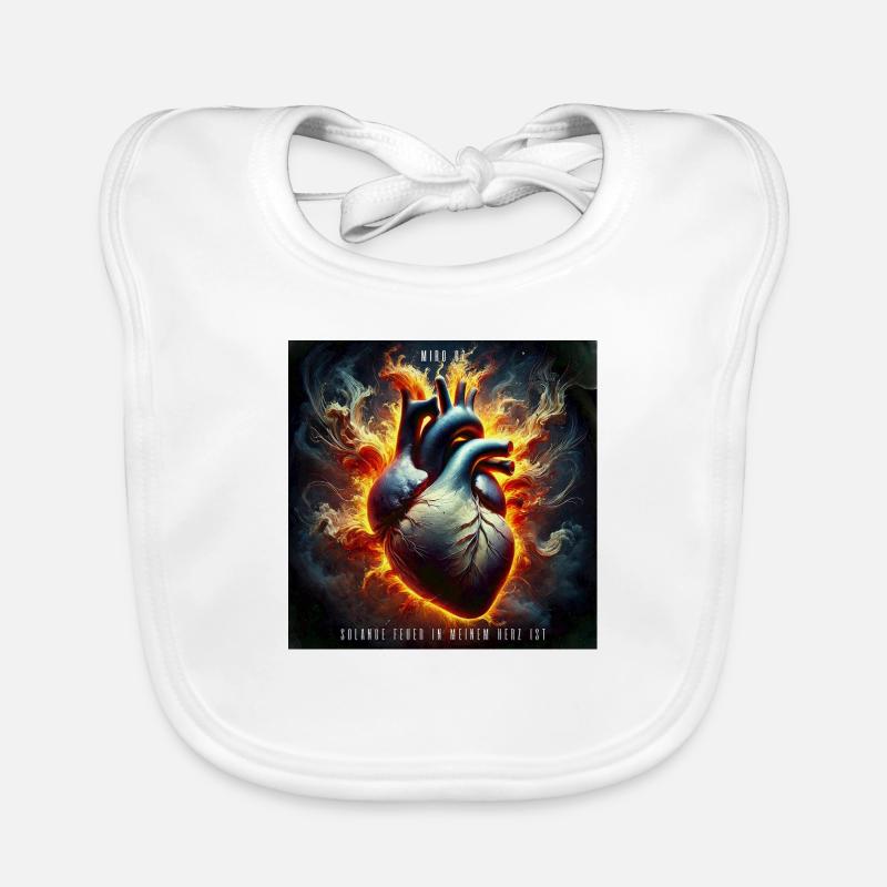 Tant qu’il y aura du feu dans mon cœur - Bavoir bio Bébé - blanc