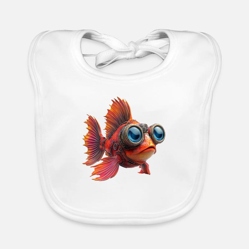 Funny fish in diving suit Organic Baby Bibs