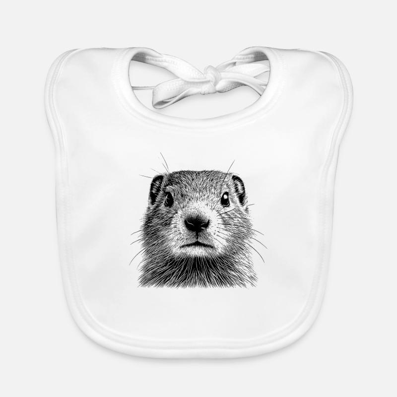 Marmotte - Bavoir bio Bébé - blanc