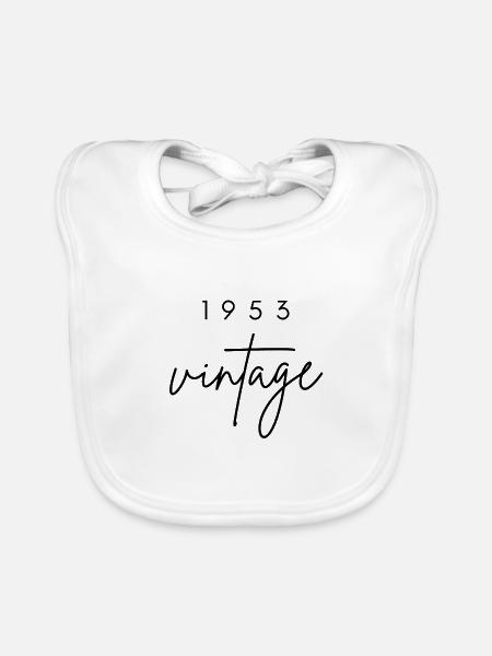 Vintage 1953 Anniversary - Organic Baby Bibs - white - Front