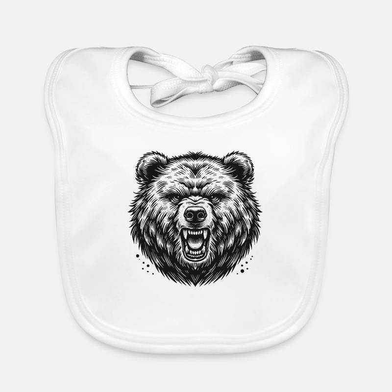Ours - Bavoir bio Bébé - blanc