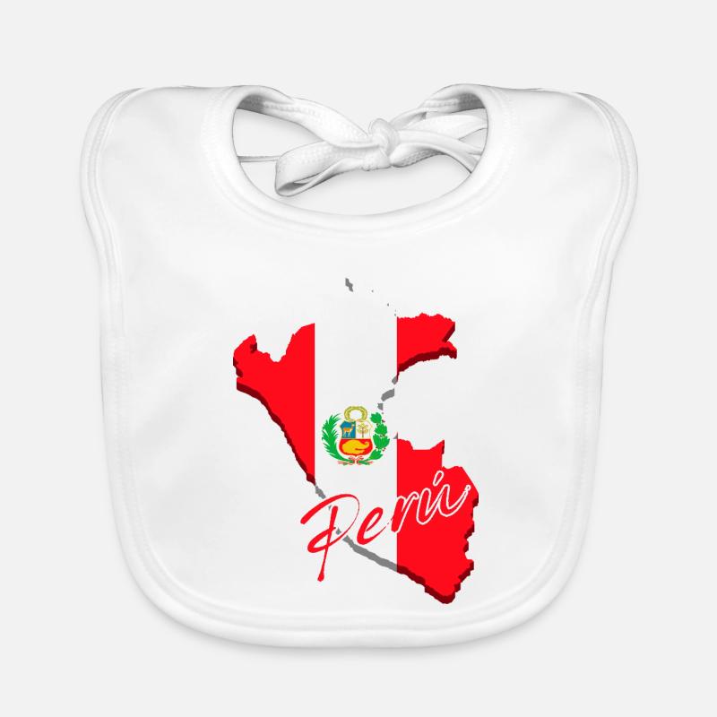 Drapeau du Pérou, carte drapeau du Pérou Bavoir bio Bébé