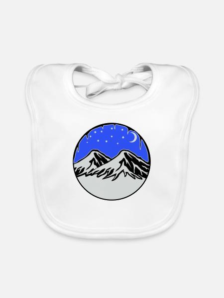 Starry sky mountains - Organic Baby Bibs - white - Front