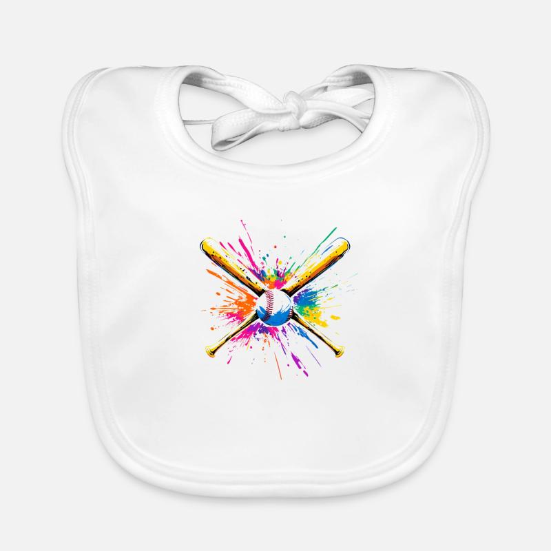 Baseball Bat Multicolored Organic Baby Bibs