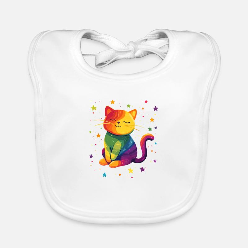 Chat arc-en-ciel mignon Bavoir bio Bébé