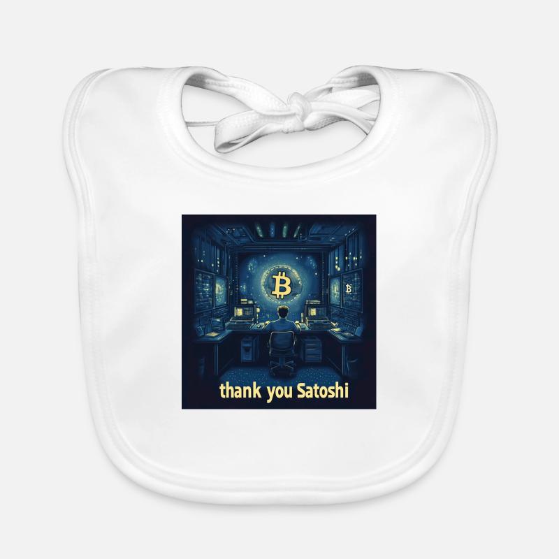 Bitcoin Satoshi - Baby Bio-Lätzchen - Weiß