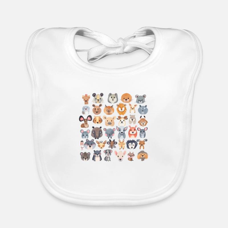 Animaux - Bavoir bio Bébé - blanc
