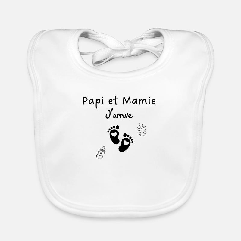Papi et mamie j’arrive Bavoir bio Bébé