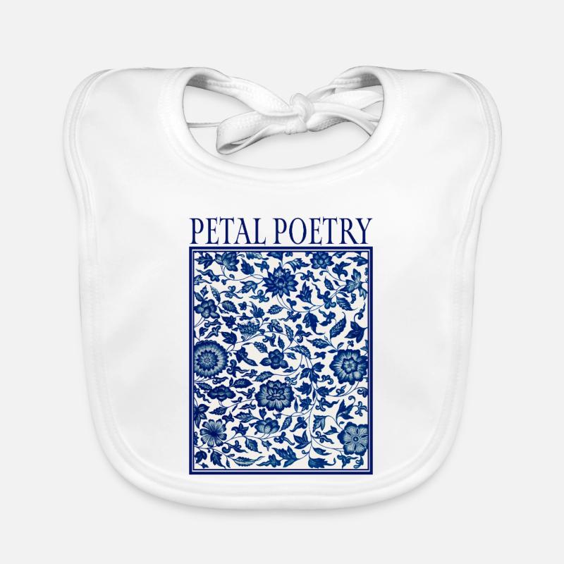Petal Poetry Tile Pattern Blue Organic Baby Bibs