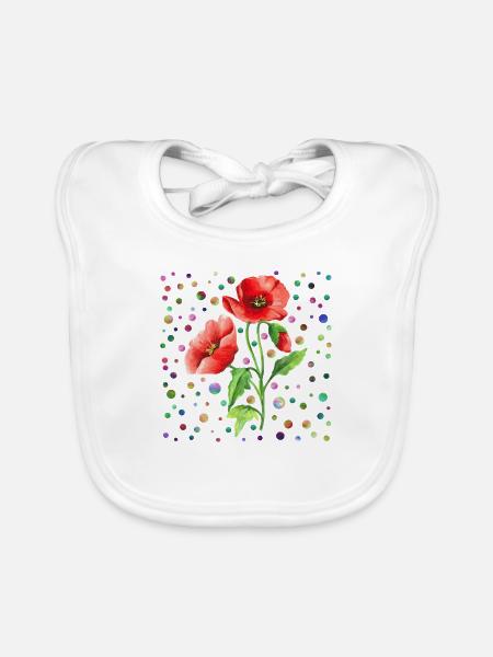 Blumen - Baby Bio-Lätzchen - Weiß