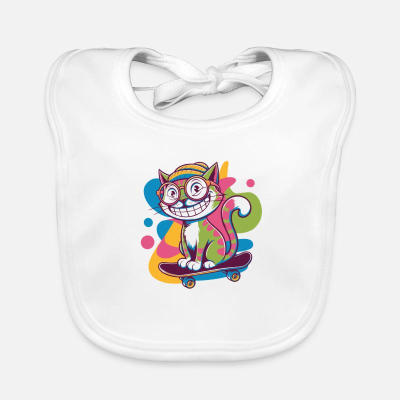 Funky Skater Cat Baby Bio-Lätzchen