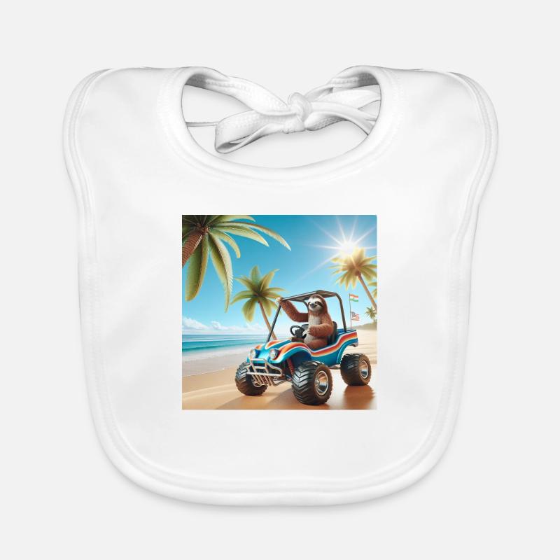 Buggy des dunes Sloth Wanderer - Bavoir bio Bébé - blanc