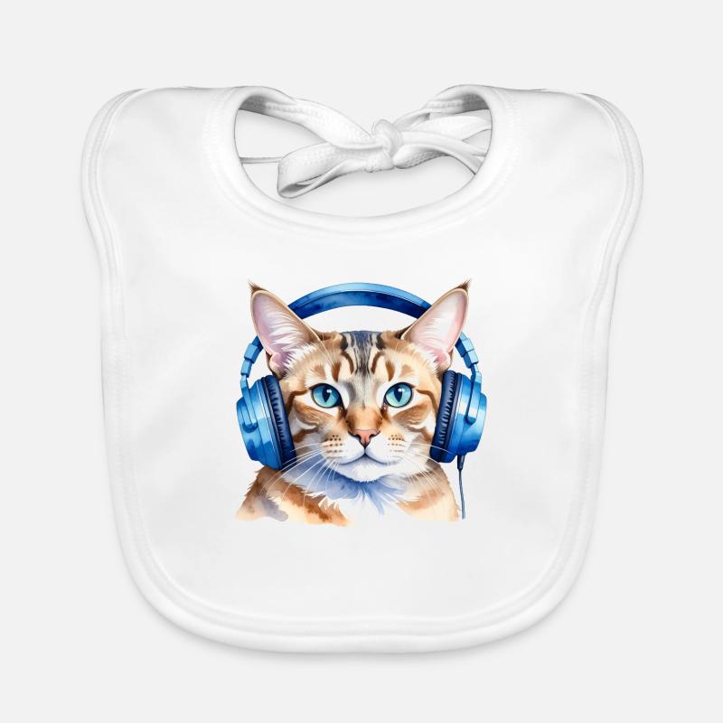 Lustige Katze mit Kopfhörern Baby Bio-Lätzchen