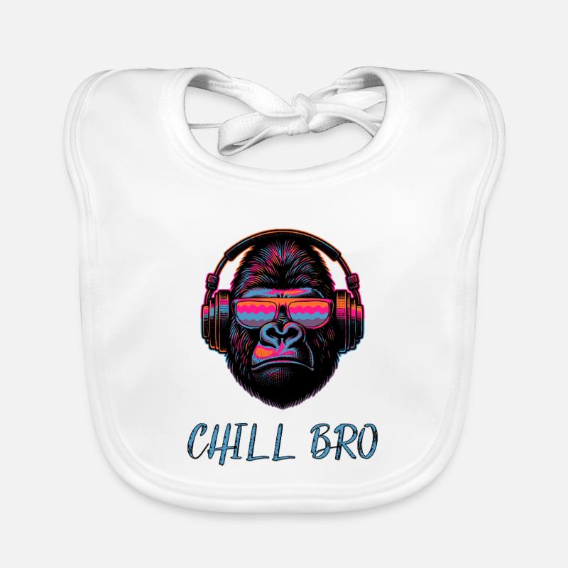 CHILL BRO - Cooler Affe mit Sonnenbrille Kopfhörer Baby Bio-Lätzchen