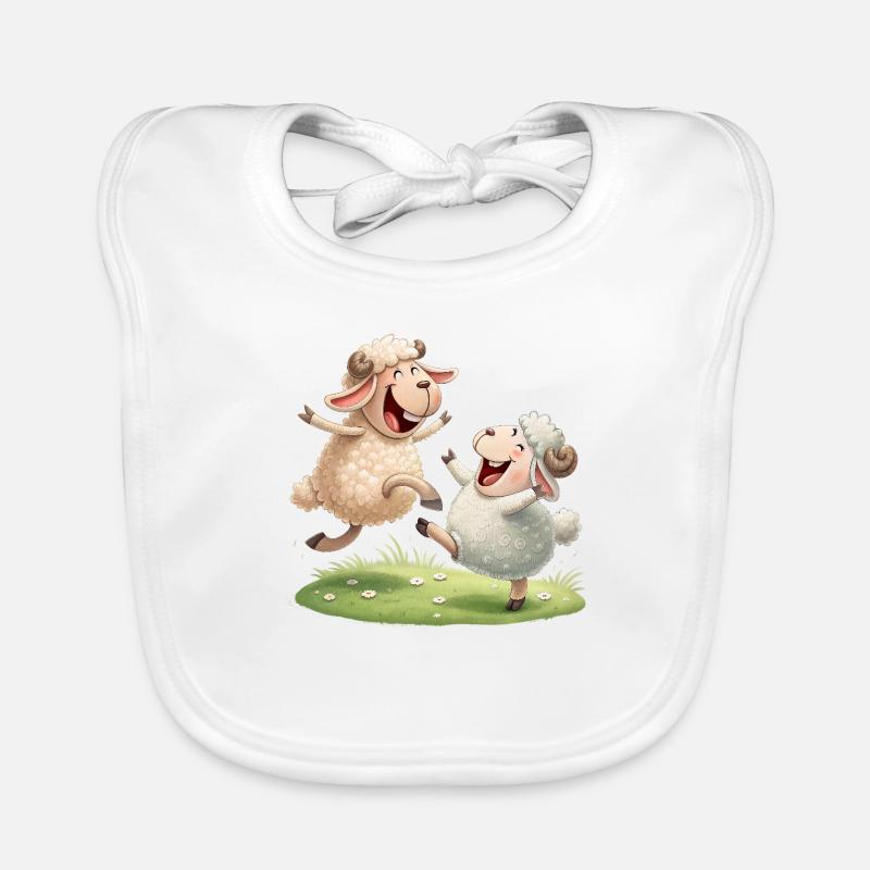 Fröhliches Schaf-Duo Baby Bio-Lätzchen
