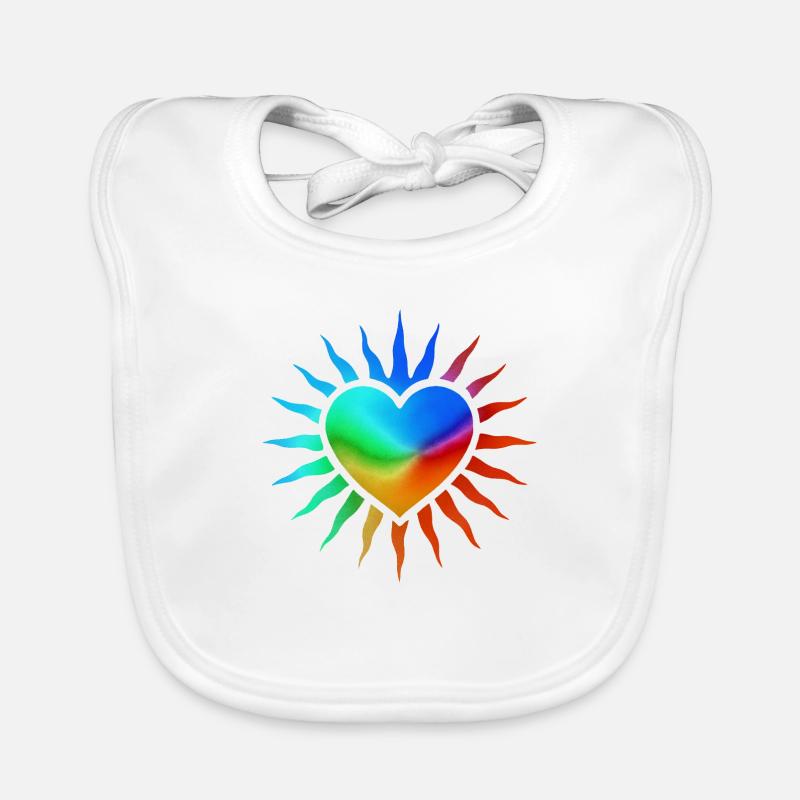 Regenbogenherz mit Sonnenstrahlen Baby Bio-Lätzchen