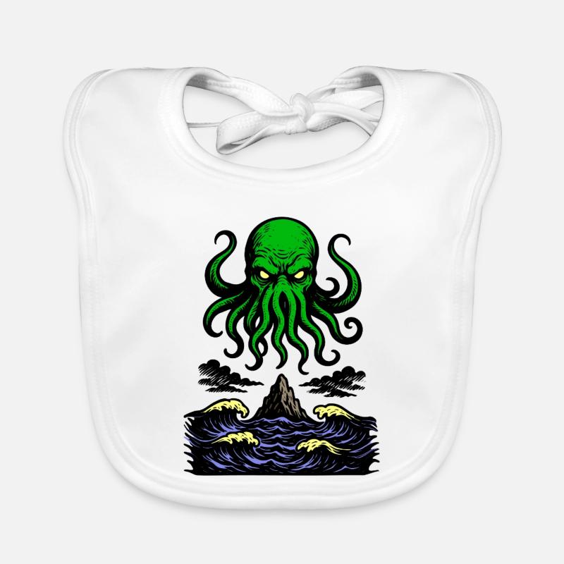 Cthulhu Rétro 2 - Bavoir bio Bébé - blanc