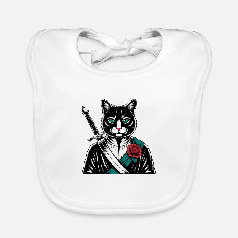 The samurai cat, the bushido cat Organic Baby Bibs