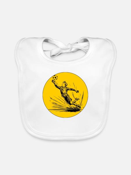 Goalkeeper (black and yellow) - Organic Baby Bibs - white - Front