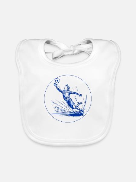 Goalkeeper (blue and white) - Organic Baby Bibs - white - Front