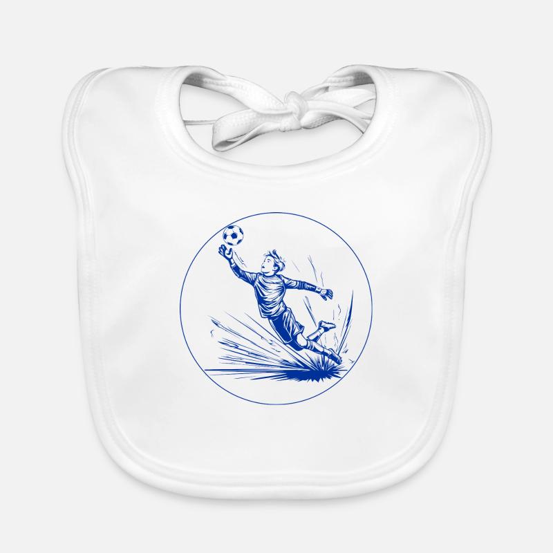 Gardien de but (bleu et blanc) Bavoir bio Bébé