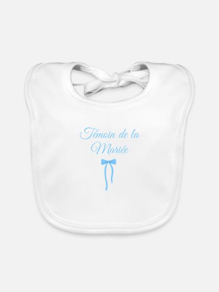 Bride's Witness Blue Bow - Organic Baby Bibs - white - Front