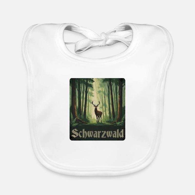 Schwarzwald mit Hirsch Baby Bio-Lätzchen
