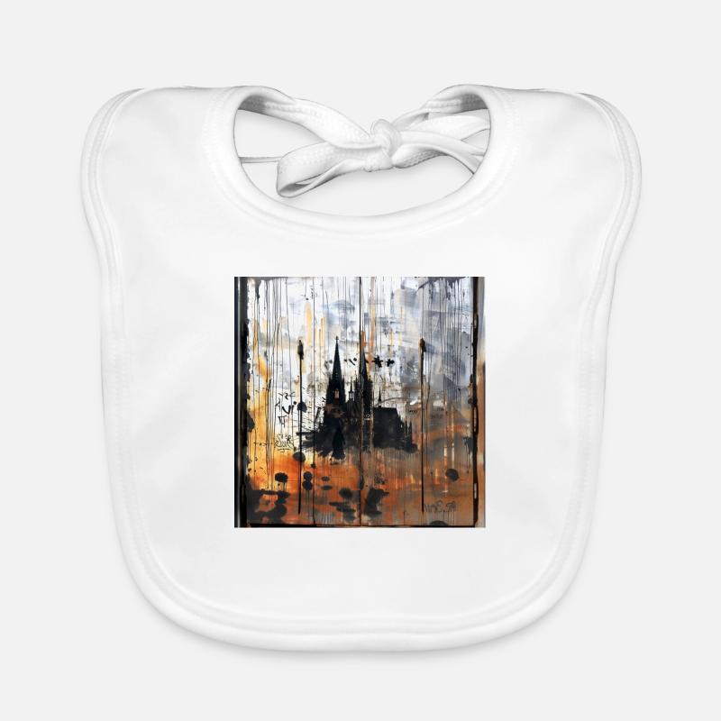 Graffiti Cologne Cathedral Silhouette Rusty Background Organic Baby Bibs