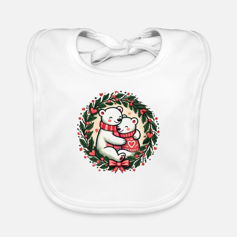 Weihnachts-Eisbären - Baby Bio-Lätzchen - Weiß