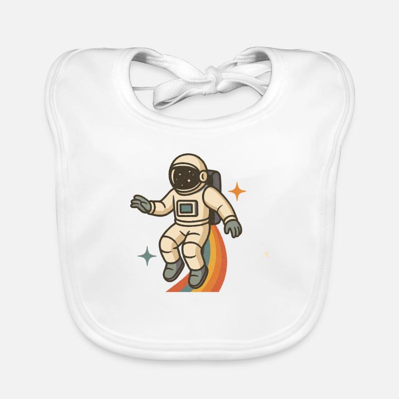 Astronaute avec arc-en-ciel – Rêve spatial rétro Bavoir bio Bébé