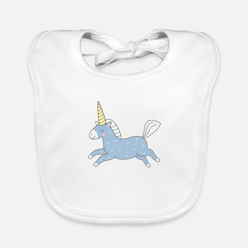 licorne mignonne en bleu - Bavoir bio Bébé - blanc