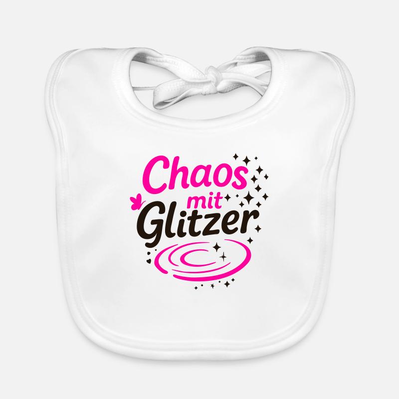 Chaos mit Glitzer - Baby Bio-Lätzchen - Weiß
