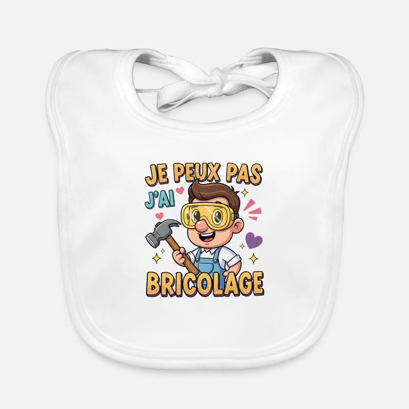 Je peux pas jai bricolage - Bavoir bio Bébé - blanc