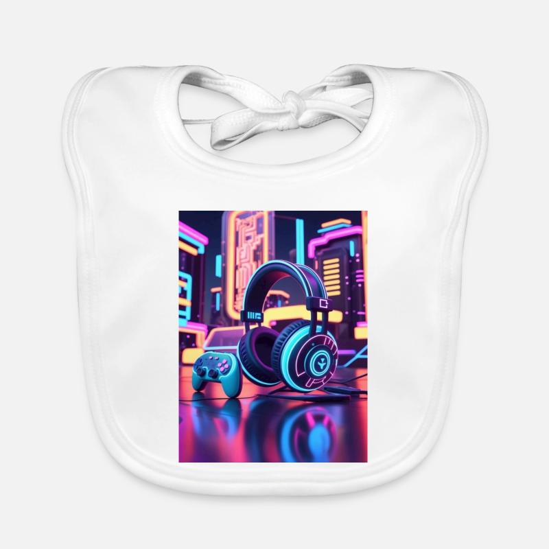 Neon Gaming Headset Design - Baby Bio-Lätzchen - Weiß